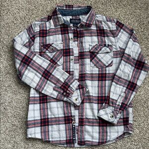 Lucky Brand Button Down Plaid Flannel Shirt, Boys Large
